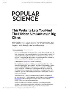 This Website Lets You Find The Hidden Similarities In Big Cities | Popular Science This Website Lets You Find The Hidden Similarities In Big