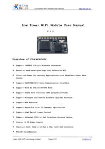 Low power WIFI module user manual  http://en.usr.cn Low Power WiFi Module User Manual V 1.3