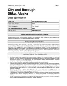 Dispatch and Records Clerk – 8020  Page 1 City and Borough Sitka, Alaska