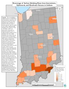 Percentage of Surface Drinking Water from Intermittent, Ephemeral or Headwater Streams in Indiana