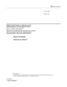 E/CONF.94/CRPJune 2002 English only Eighth United Nations Conference on the Standardization of Geographical Names