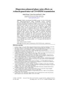 Dispersion-enhanced phase noise effects on reduced-guard-interval CO-OFDM transmission Qunbi Zhuge,* Chen Chen, and David V. Plant Department of Electrical and Computer Engineering, McGill University, Montreal, QC, H3A 2