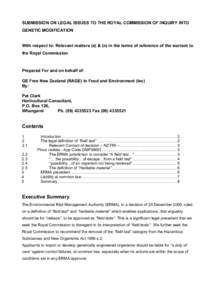 Hazardous Substances and New Organisms Act / Emerging technologies / Genetically modified organism / ERMA / Genetic engineering / Genetics / Organism / Molecular biology / Biology / Environmental Risk Management Authority