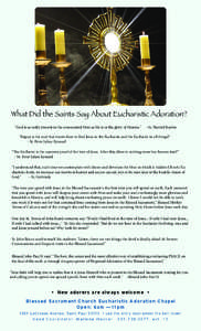 What Did the Saints Say About Eucharistic Adoration? 