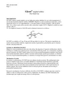 NDA[removed]S-008 Page 3 Glyset® miglitol tablets   For Oral Use