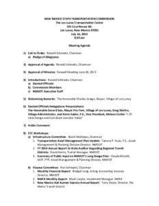 NEW MEXICO STATE TRANSPORTATION COMMISSION The Los Lunas Transportation Center 101 Courthouse Rd. Los Lunas, New MexicoJuly 16, 2015 8:30 am