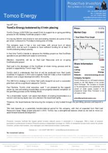 TomCo Energy bolstered by £1mln placing