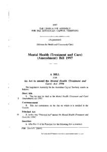 1997 THE LEGISLATIVE ASSEMBLY FOR THE AUSTRALIAN CAPITAL TERRITORY (As presented) (Minister for Health and Community Care)