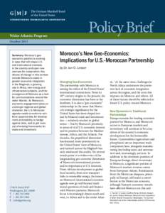 Policy Brief  Wider Atlantic Program OctoberSummary: Morocco’s geoeconomic position is evolving