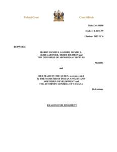 Federal Court  Cour fédérale Date: [removed]Docket: T[removed]Citation: 2013 FC 6