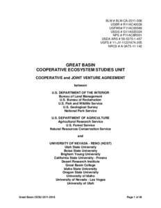 Nevada / Fish and Wildlife Coordination Act / Administration of federal assistance in the United States / National Park Service / Land management / United States / Great Basin / United States Forest Service