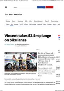 Vincent takes $2.5m plunge on bike lanes - The West Australian