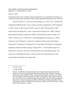 SECURITIES AND EXCHANGE COMMISSION (Release No[removed]; File No[removed]October 2, 2007 Joint Industry Plan; Notice of Filing of Joint Amendment No. 24 to the Plan for the Purpose of Creating and Operating an Intermark