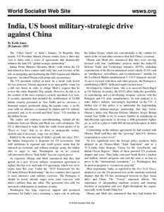 World Socialist Web Site  wsws.org India, US boost military-strategic drive against China