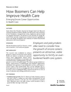 Research in Brief  How Boomers Can Help Improve Health Care Emerging Encore Career Opportunities In Health Care