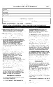 Republic of Guyana  APPLICATION FOR A GUYANA PASSPORT FORM A