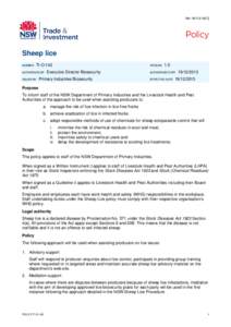 Parasites / Louse / Pediculosis / Biosecurity / Sheep / Department of Primary Industries / Stock route / Livestock / Parasitology / Agriculture in Australia / Zoology / Biology