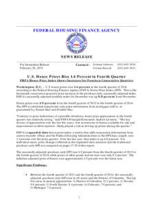 FEDERAL HOUSING FINANCE AGENCY  NEWS RELEASE For Immediate Release February 26, 2015