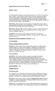 Page 1 of 5 Regular Beavercreek Trustee’s Meeting Monday, June 9,  2014