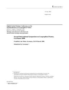 E/CONF.94/CRP[removed]June 2002 English only Eighth United Nations Conference on the Standardization of Geographical Names