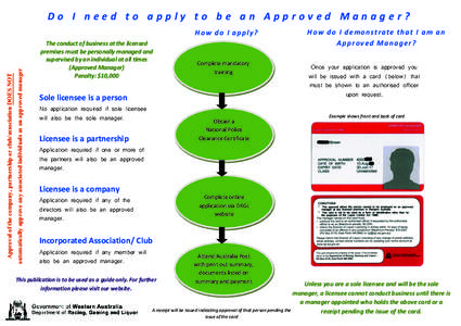 Do I need to apply to be an Approved Manager?  Approval of the company, partnership or club/association DOES NOT automatically approve any associated individuals as an approved manager  How do I apply?