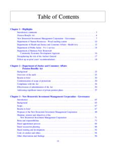 Table of Contents Chapter 1 - Highlights Introductory comments . . . . . . . . . . . . . . . . . . . . . . . . . . . . . . . . . . . . . . . . . . . . 3 Pension Benefits Act . . . . . . . . . . . . . . . . . . . . . . . 