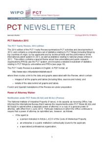 www.wipo.int/pct/en  July-August 2014 | No[removed]PCT Statistics 2013 The PCT Yearly Review, 2014 edition