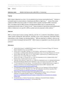 Rationale for Reporting List of Chemicals of High Concern to Children Prepared by the Washington State Department of Health for the Children’s Safe Product Act – [removed]CAS[removed]