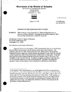 (ioutttlmellt of Ute mtstrtct of <ltolumbta OFFICE OF THE CORPORATION COUNSEL JUDICIARY SQUARE 441 FOURTH ST .• N.W. WASHINGTON. D. C.