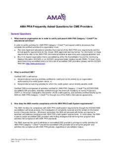 AMA PRA Frequently Asked Questions for CME Providers