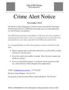 Microsoft Word - Crime Alert Notice - Nov 2014 Mail Theft