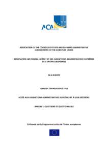 ASSOCIATION OF THE COUNCILS OF STATE AND SUPREME ADMINISTRATIVE JURISDICTIONS OF THE EUROPEAN UNION ASSOCIATION DES CONSEILS D’ÉTAT ET DES JURIDICTIONS ADMINISTRATIVES SUPRÊMES DE L’UNION EUROPÉENNE