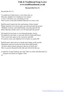 Folk & Traditional Song Lyrics - Reynard the Fox (3)