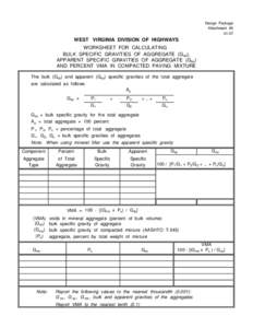 Design Package Attachment #[removed]WEST VIRGINIA DIVISION OF HIGHWAYS WORKSHEET FOR CALCULATING