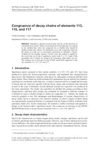 EPJ Web of Conferences 131, DOI: epjconfNobel Symposium NS160 – Chemistry and Physics of Heavy and Superheavy Elements