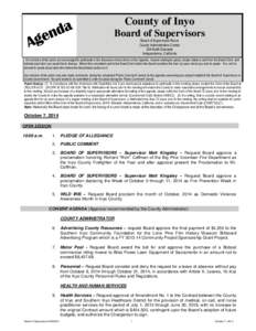 County of Inyo Board of Supervisors Board of Supervisors Room County Administrative Center 224 North Edwards Independence, California