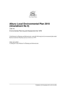 New South Wales  Albury Local Environmental Plan[removed]Amendment No 9) under the