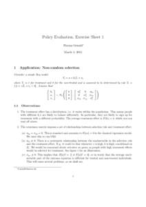 Policy Evaluation, Exercise Sheet 1 Florian Oswald∗ March 1, 2012 1