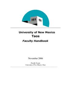 University of New Mexico  Taos Faculty Handbook  November 2006