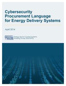 Cybersecurity Procurement Language for Energy Delivery Systems