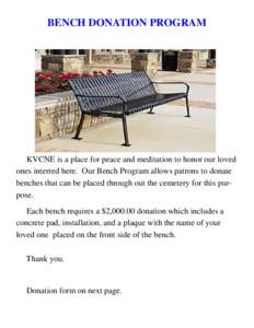 KVCNE Bench Donation Sheet