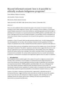 Sociology / Ethics / Program evaluation / Australian Institute of Aboriginal and Torres Strait Islander Studies / American Evaluation Association / Indigenous peoples by geographic regions / Mediation / Empowerment evaluation / Evaluation approaches / Evaluation / Evaluation methods / Impact assessment