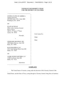 Complaint: U.S. and State of Texas v. Cinemark Holdings, Inc., et al.
