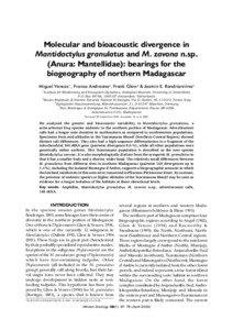 Molecular and bioacoustic divergence in Mantidactylus granulatus and M. zavona n.sp. (Anura: Mantellidae): bearings for the