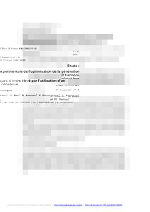 J. Phys. IV France–41  C EDP Sciences, Les Ulis DOI: jp4:  Étude expérimentale de l’optimisation de la génération