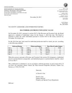 STATE OF CALIFORNIA BETTY T. YEE First District, San Francisco STATE BOARD OF EQUALIZATION PROPERTY AND SPECIAL TAXES DEPARTMENT