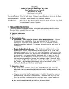 StarTran Advisory Board Meeting Minutes for September 25, 2014