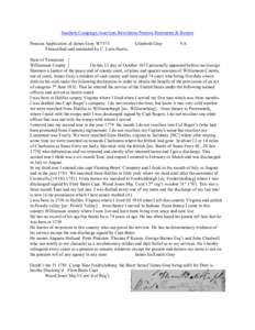 Southern Campaign American Revolution Pension Statements & Rosters Pension Application of James Gray W7573 Transcribed and annotated by C. Leon Harris. Elizabeth Gray