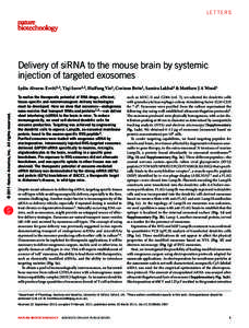 letters  Delivery of siRNA to the mouse brain by systemic injection of targeted exosomes  © 2011 Nature America, Inc. All rights reserved.