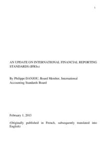1  AN UPDATE ON INTERNATIONAL FINANCIAL REPORTING